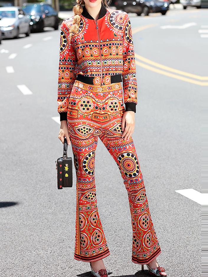 Shein Multicolor Tribal Print Top With Pants