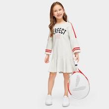 Shein Girls Flounce Hem Heather Grey Dress