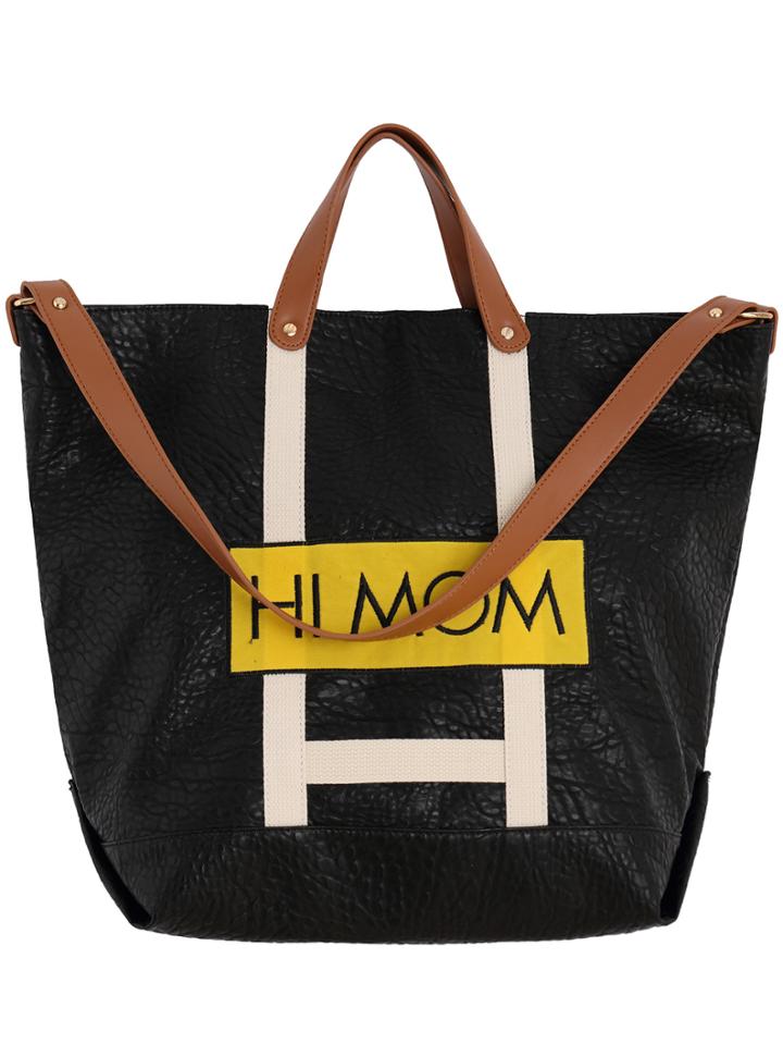 Shein Black Hi Mom Print Pu Tote Bag