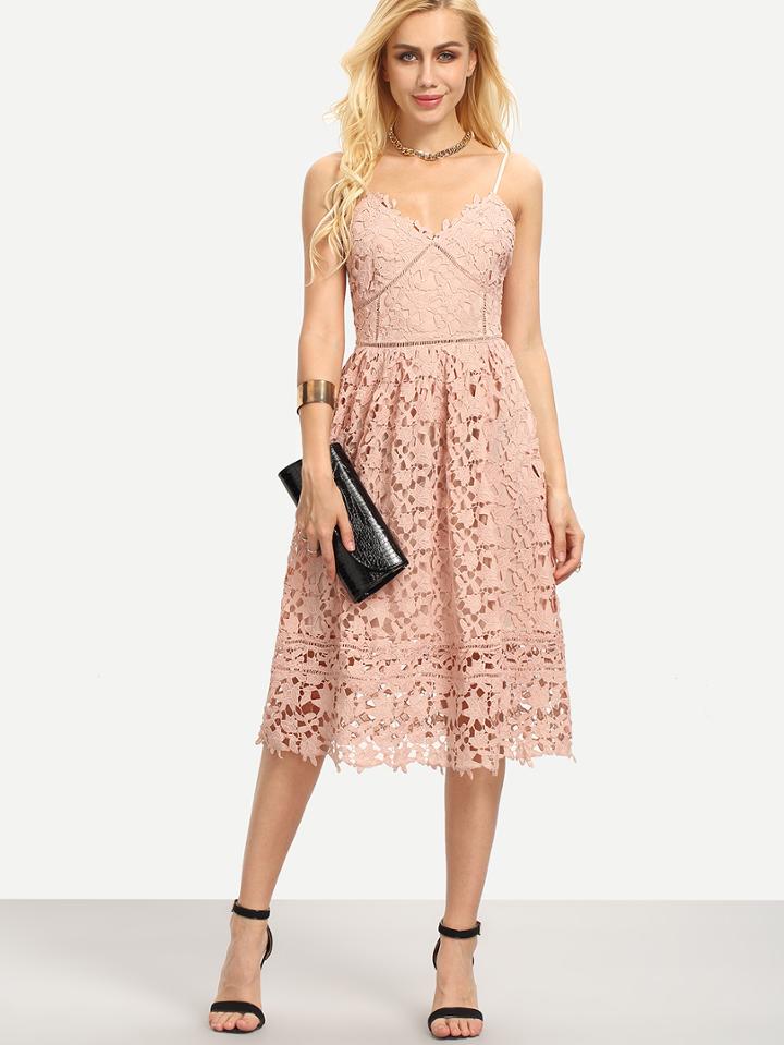 Shein Hollow Out Fit & Flare Lace Cami Dress
