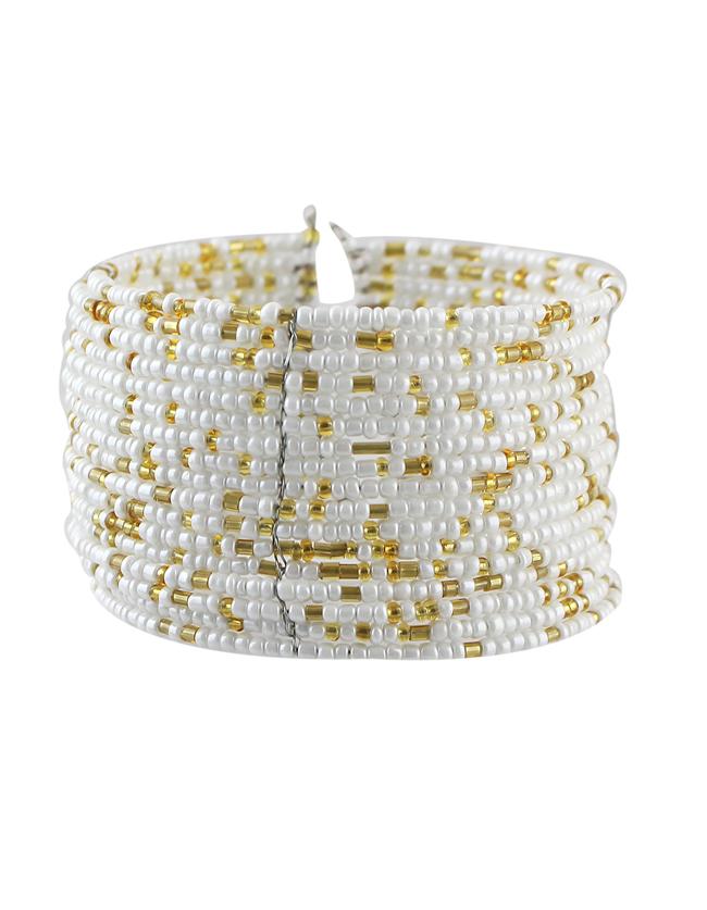 Shein White Adjustable Wide Beads Bracelet