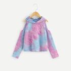 Shein Girls Tie Dye Cold Shoulder Hoodie