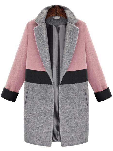 Shein Notched Lapel Color Block Coat