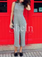 Shein Grey Turtleneck Sleeveless Jumpsuit