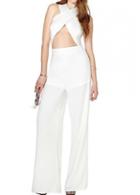 Rosewe White High Waist Ankle Length Jumpsuit