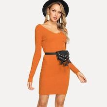 Shein V-neck Skinny Knit Dress
