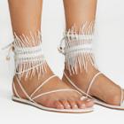 Shein Fringe Detail Lace Up Sandals