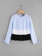 Shein Bow Tie Cuff Cut And Sew Top