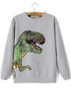 Shein Dinosaur Patterned Print Loose Sweatshirt
