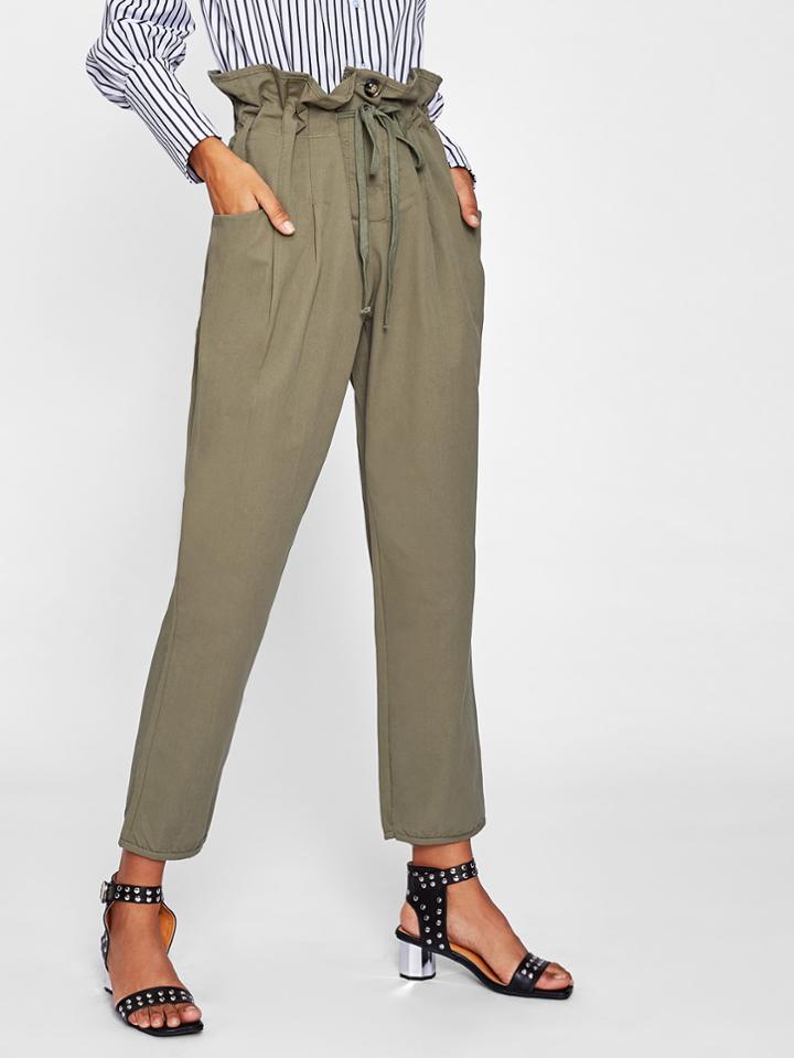 Shein Ruffle Waist Drawstring Pants