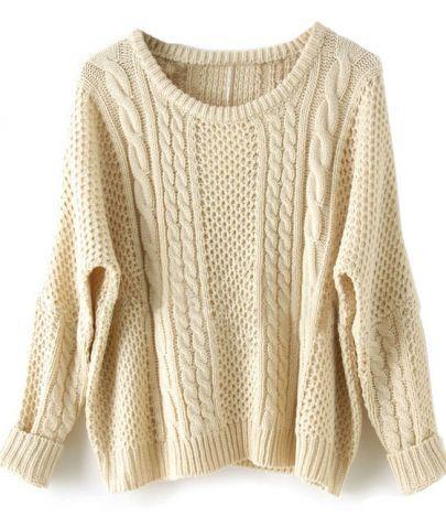 Shein Apricot Batwing Long Sleeve Pullovers Sweater