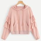 Shein Ruffle Trim Exaggerate Sleeve Hoodie