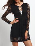 Shein Black Lace Up Party Dress