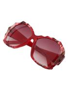 Shein Multi-faceted Cut Red Frame Sunglasses
