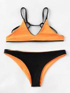 Shein Two Tone Strappy Back Bikini Set