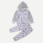 Shein Toddler Girls Floral Print Hoodie With Pants