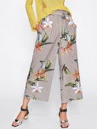 Shein Floral Print Tie Waist Wide Leg Pants