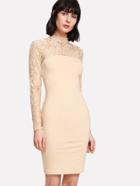 Shein Floral Lace Shoulder Pencil Dress