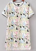 Shein Multicolor Short Sleeve Geometric Print Dress