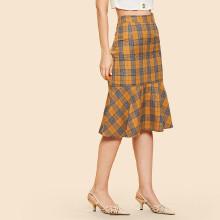 Shein Plaid Ruffle Hem Skirt