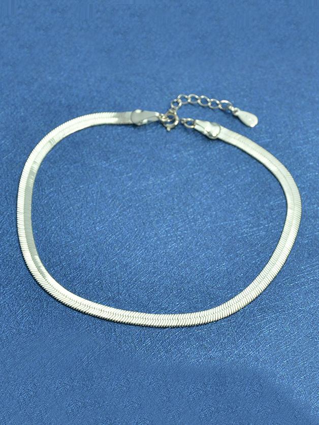 Shein 925 Silver Wide Snake Chain Bracelet For Women