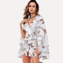 Shein Chain Print Slit Sleeve Poncho Dress
