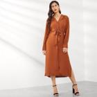 Shein Single Breasted Belted Split Side Dress