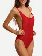 Shein Drop Armhole Backless One-piece Swimwear