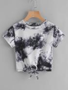Shein Water Color Knot Front Tee