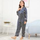 Shein Plus Striped Button Up Pajama Set