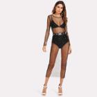 Shein Pearl Beaded Sheer Mesh Dress