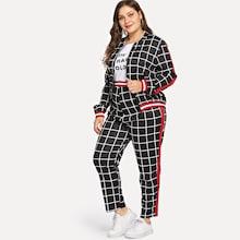 Shein Plus Plaid Jacket With Pants