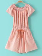 Shein Orange Smock Stripe Drawsting Siamese Trousers