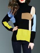 Shein Color Block High Neck Sweater