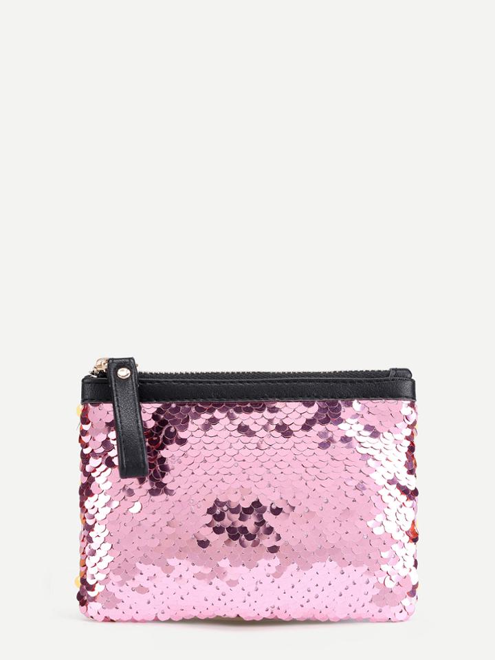 Shein Zipper Up Sequin Wallet