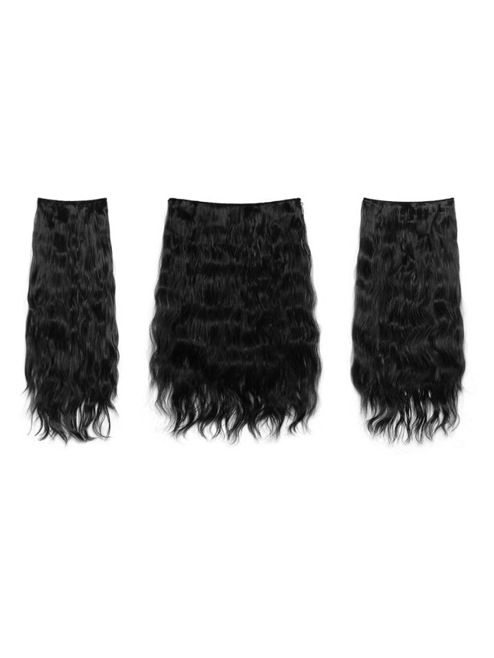 Shein Jet Black Clip In Curly Hair Extension 3pcs