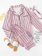 Shein Striped Pajama Set With Headband