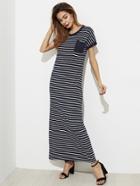 Shein Horizon Stripe Patch Pocket Tee Dress