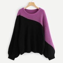 Shein Plus Two Tone Lantern Sleeve Jumper