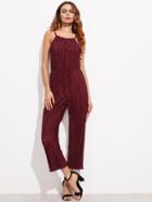 Shein Pleated Tie Open Back Jumpsuit