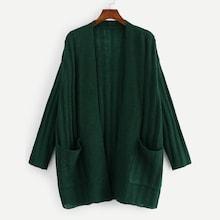 Shein Plus Pocket Front Rib Cardigan