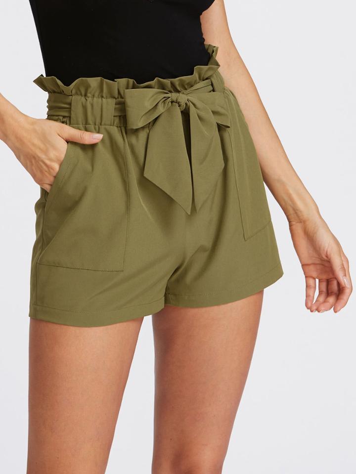 Shein Self Tie Ruffle Waist Shorts
