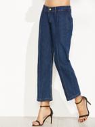 Shein Blue Stitch Detail Straight Jeans