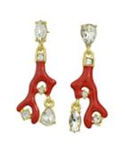 Shein Red Enamel Hanging Stud Earrings