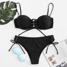 Shein Lace Up Bikini Set