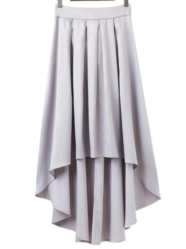 Shein Light Grey High Low Skirt With Bow Tie