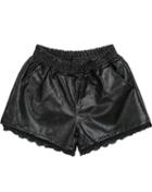 Shein Black Elastic Waist Pu Leather Shorts