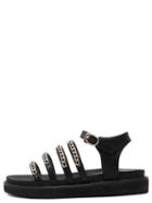 Shein Black Metallic Embellished Flat Sandals
