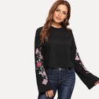 Shein Floral Embroidered Drop Shoulder T-shirt