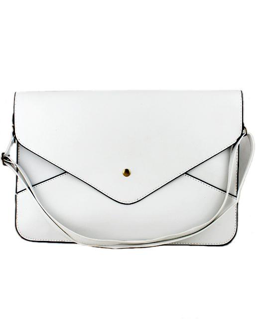 Shein White Zipper Envelope Clutch Bag